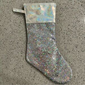 Holographic Silver Sparkle Christmas Stocking